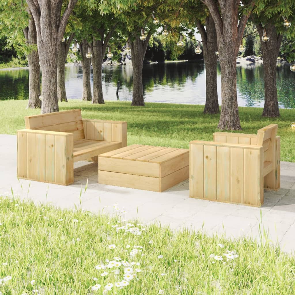 3-delige Loungeset geïmpregneerd massief grenenhout is nu te koop bij PeponiXL, paradijselijk wonen!