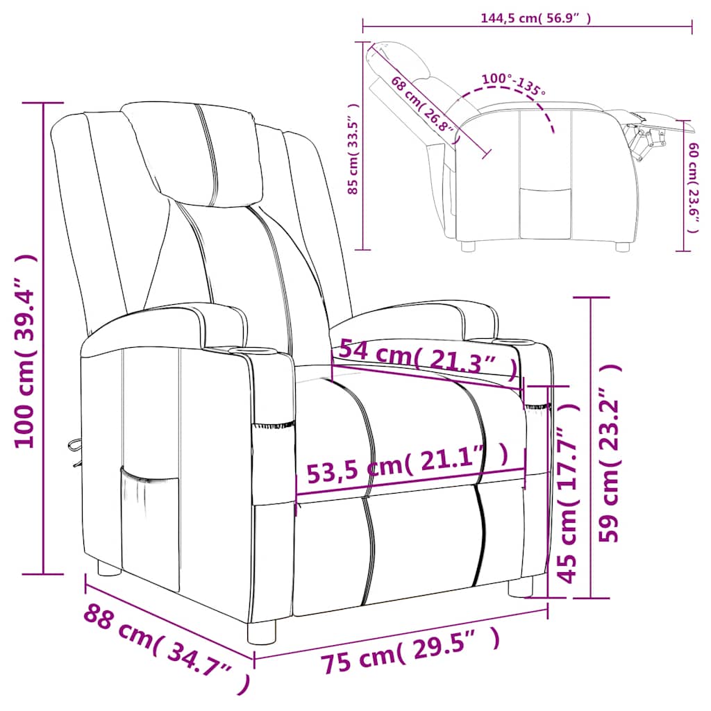 Fauteuil verstelbaar kunstleer zwart is nu te koop bij PeponiXL, paradijselijk wonen!