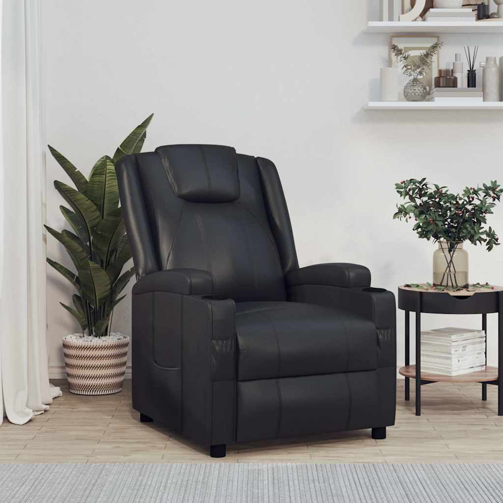 Fauteuil verstelbaar kunstleer zwart is nu te koop bij PeponiXL, paradijselijk wonen!