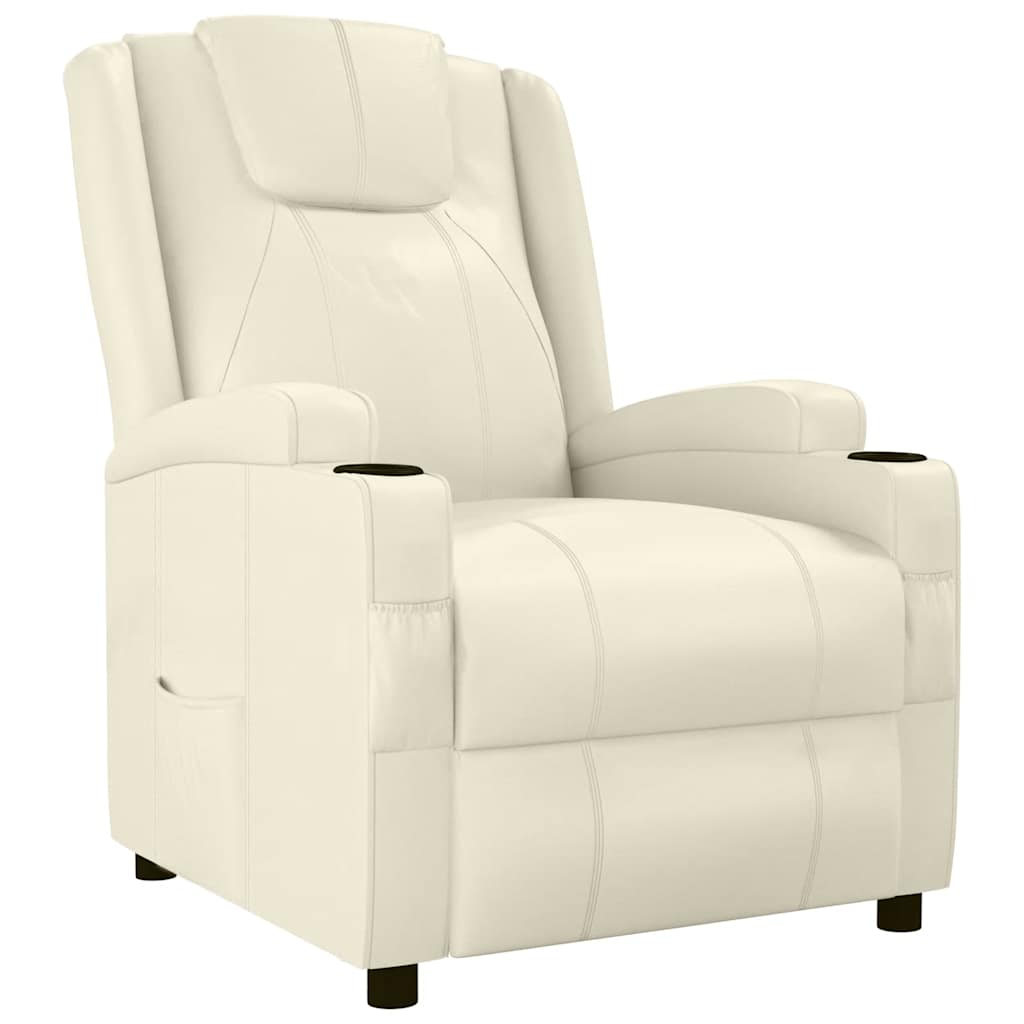 Fauteuil verstelbaar kunstleer crèmewit is nu te koop bij PeponiXL, paradijselijk wonen!
