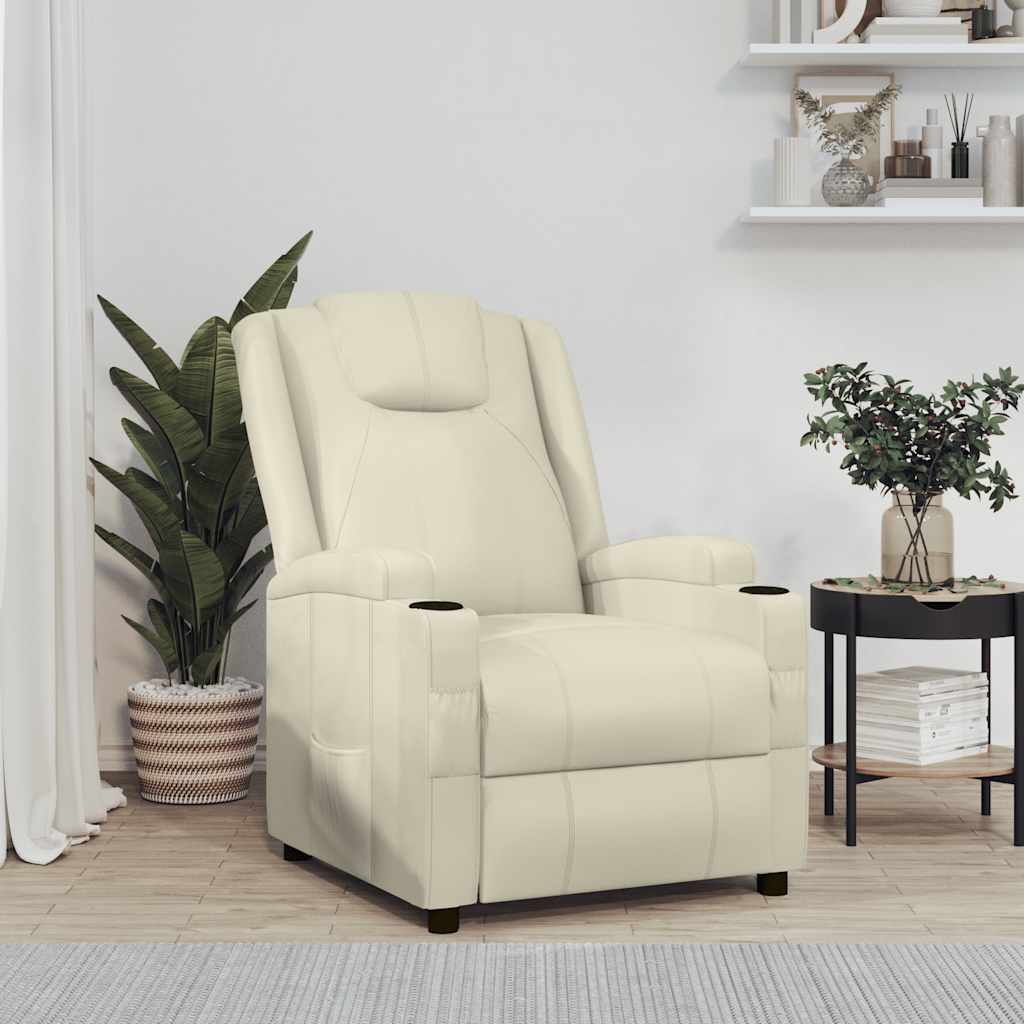 Fauteuil verstelbaar kunstleer crèmewit is nu te koop bij PeponiXL, paradijselijk wonen!