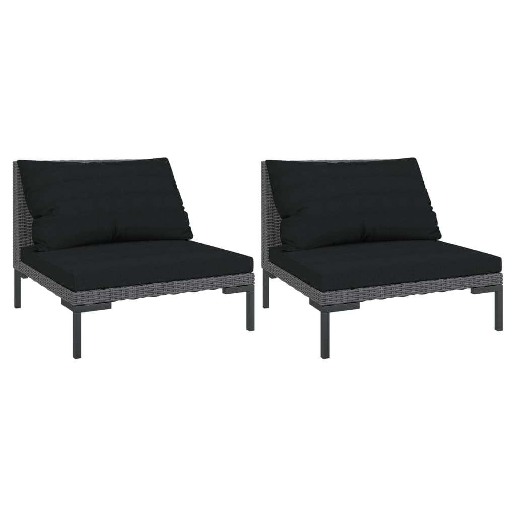 Tuinbanken 2 st met kussens halfrond poly rattan is nu te koop bij PeponiXL, paradijselijk wonen!