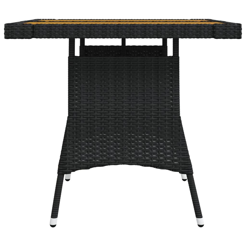 Tuintafel 70x70x72 cm poly rattan en massief acaciahout zwart is nu te koop bij PeponiXL, paradijselijk wonen!