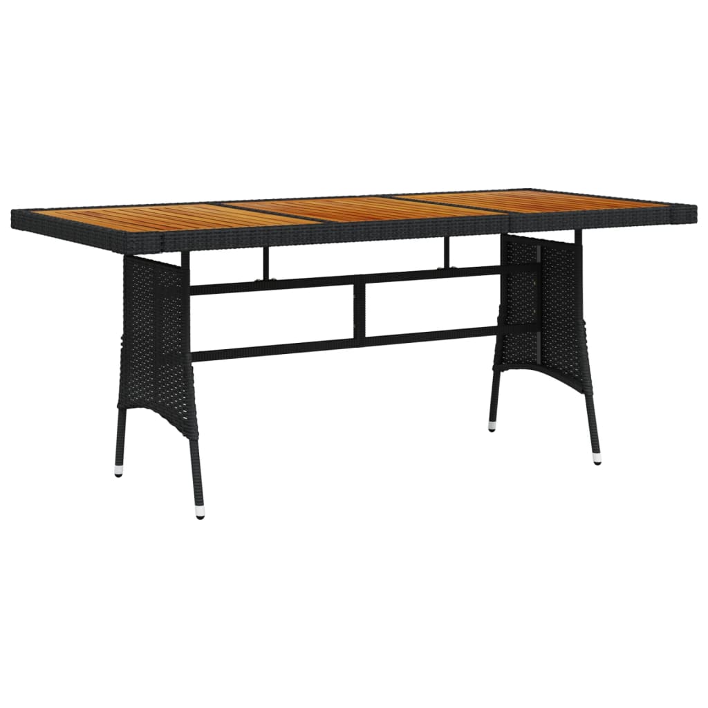 Tuintafel 160x70x72 cm poly rattan en massief acaciahout zwart is nu te koop bij PeponiXL, paradijselijk wonen!
