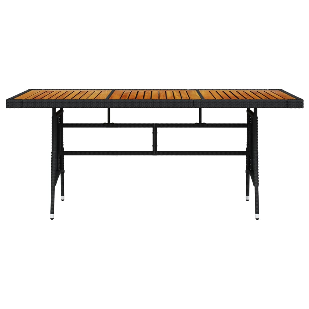 Tuintafel 160x70x72 cm poly rattan en massief acaciahout zwart is nu te koop bij PeponiXL, paradijselijk wonen!