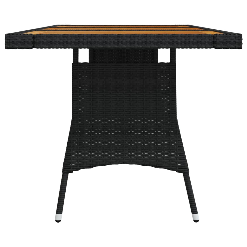 Tuintafel 160x70x72 cm poly rattan en massief acaciahout zwart is nu te koop bij PeponiXL, paradijselijk wonen!