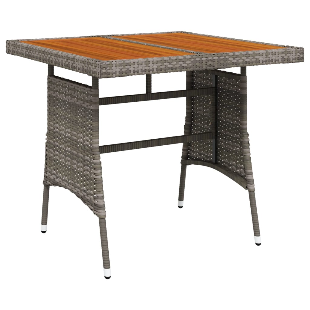 Tuintafel 70x70x72 cm poly rattan en massief acaciahout grijs is nu te koop bij PeponiXL, paradijselijk wonen!