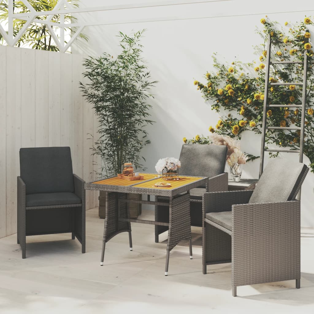 Tuintafel 70x70x72 cm poly rattan en massief acaciahout grijs is nu te koop bij PeponiXL, paradijselijk wonen!