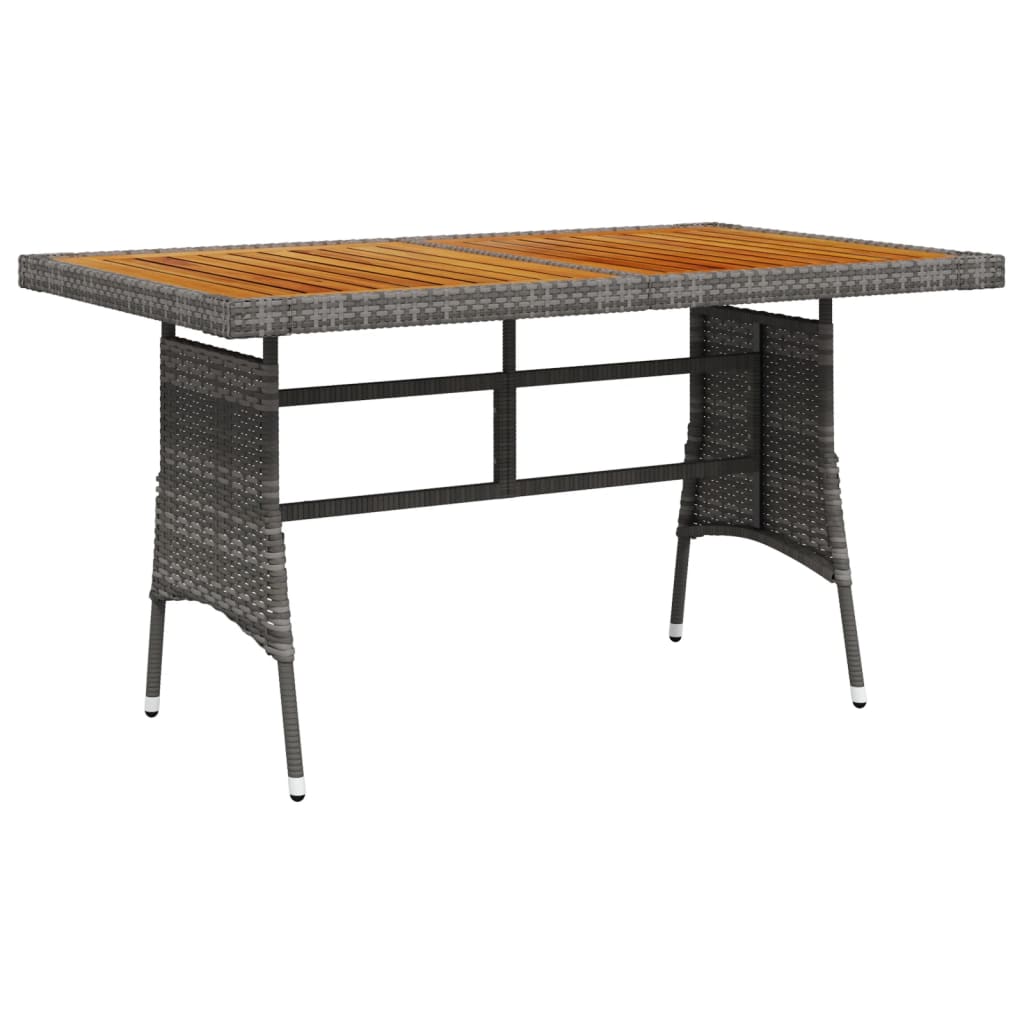 Tuintafel 130x70x72 cm poly rattan en massief acaciahout grijs is nu te koop bij PeponiXL, paradijselijk wonen!