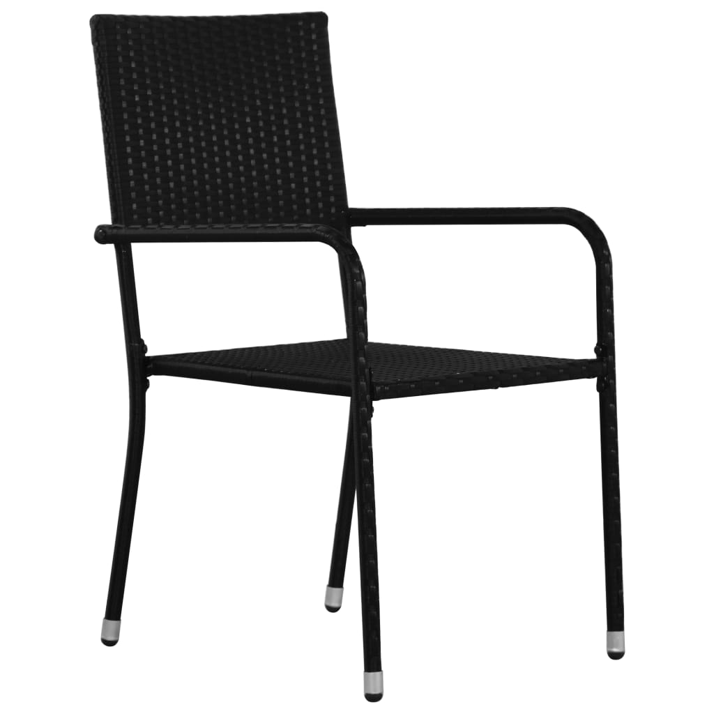 Tuinstoelen 2 st stapelbaar poly rattan zwart is nu te koop bij PeponiXL, paradijselijk wonen!