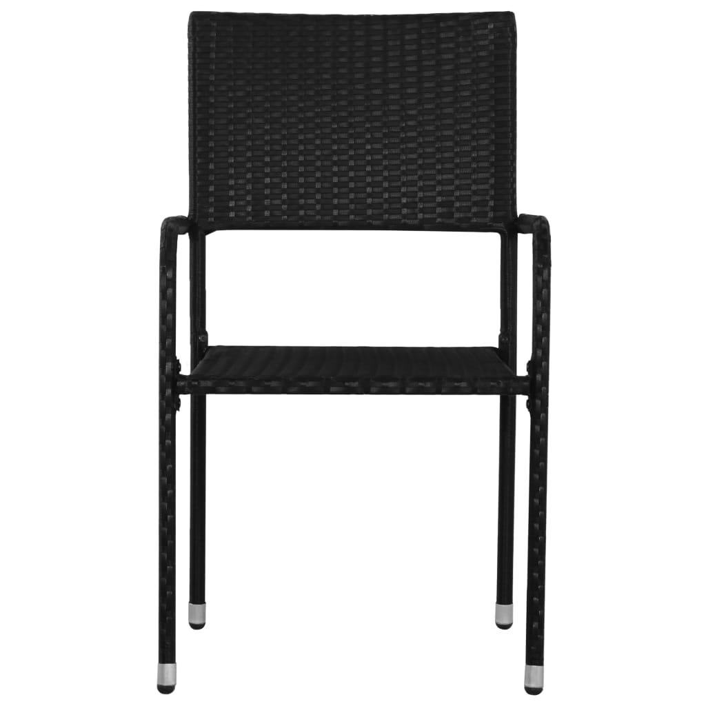 Tuinstoelen 2 st stapelbaar poly rattan zwart is nu te koop bij PeponiXL, paradijselijk wonen!
