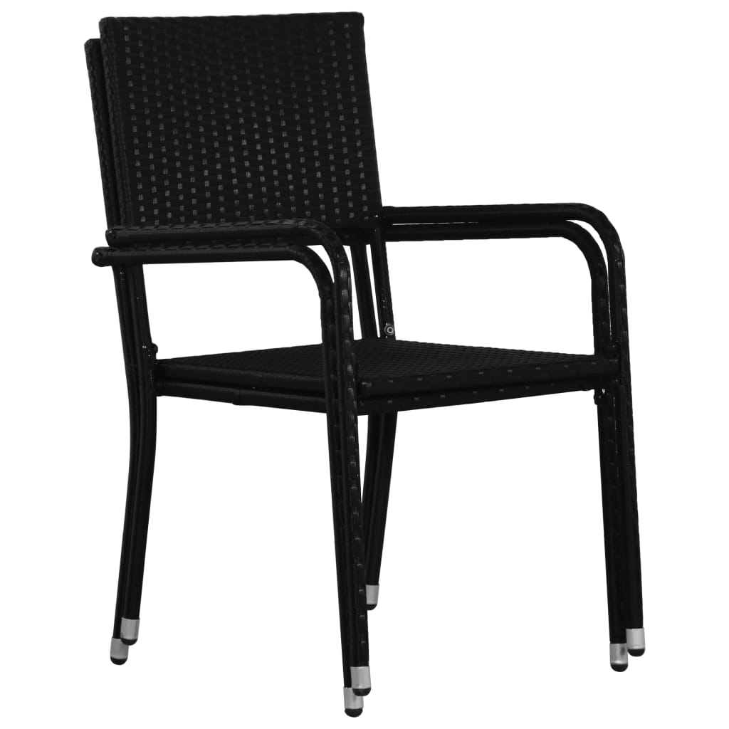 Tuinstoelen 2 st stapelbaar poly rattan zwart is nu te koop bij PeponiXL, paradijselijk wonen!