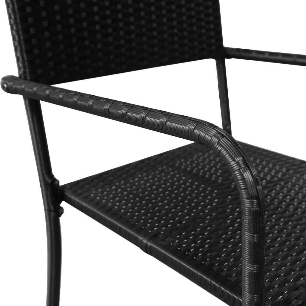 Tuinstoelen 2 st stapelbaar poly rattan zwart is nu te koop bij PeponiXL, paradijselijk wonen!