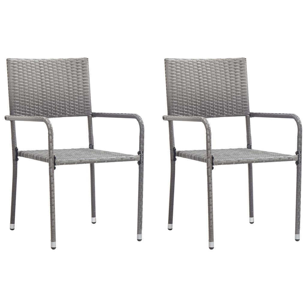 Tuinstoelen 2 st stapelbaar poly rattan grijs is nu te koop bij PeponiXL, paradijselijk wonen!