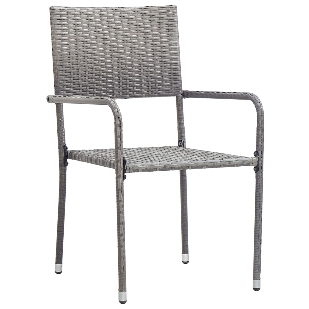 Tuinstoelen 2 st stapelbaar poly rattan grijs is nu te koop bij PeponiXL, paradijselijk wonen!