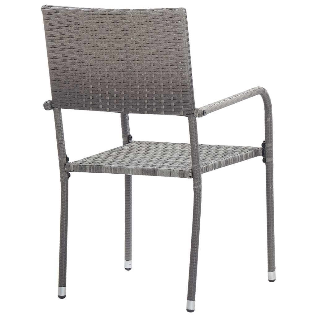 Tuinstoelen 2 st stapelbaar poly rattan grijs is nu te koop bij PeponiXL, paradijselijk wonen!