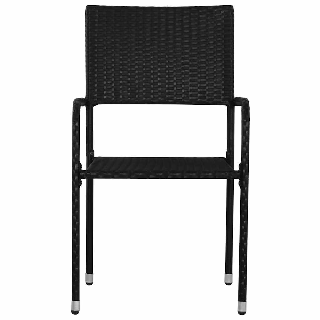 Tuinstoelen 4 st stapelbaar poly rattan zwart is nu te koop bij PeponiXL, paradijselijk wonen!