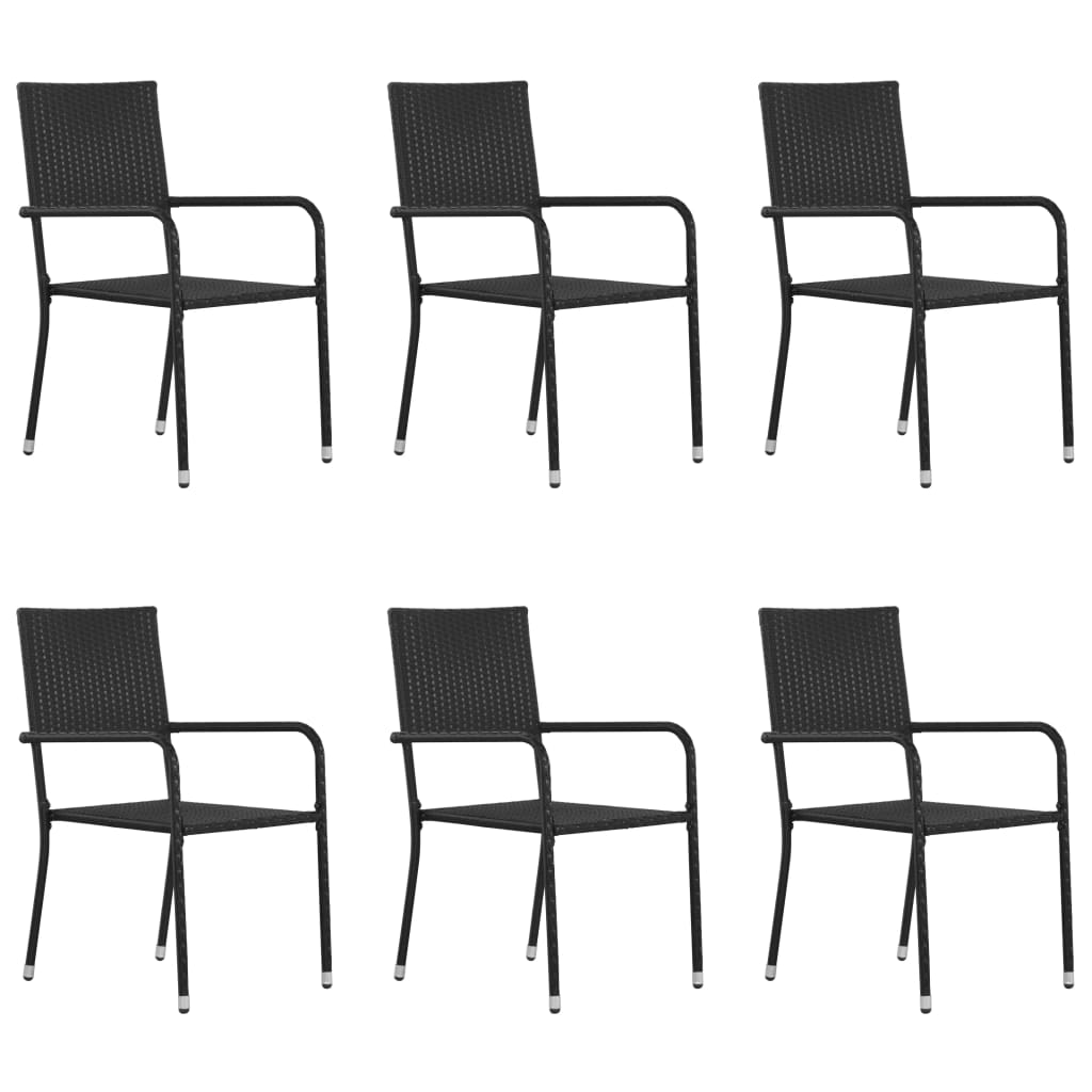 Tuinstoelen 6 st stapelbaar poly rattan zwart is nu te koop bij PeponiXL, paradijselijk wonen!