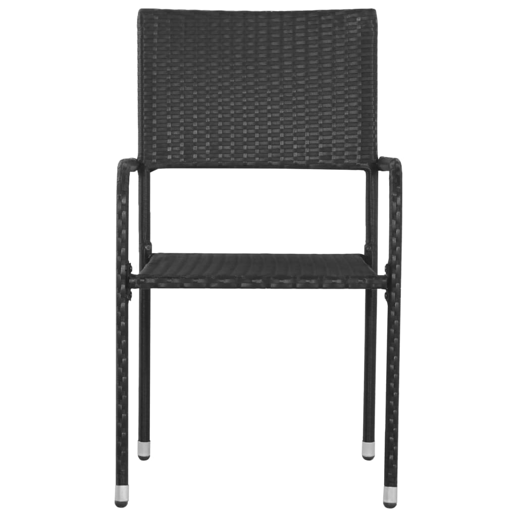 Tuinstoelen 6 st stapelbaar poly rattan zwart is nu te koop bij PeponiXL, paradijselijk wonen!