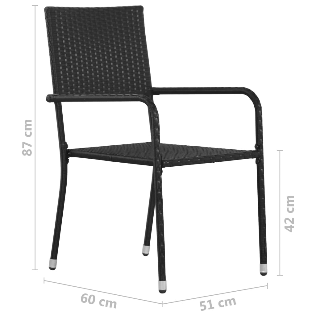 Tuinstoelen 6 st stapelbaar poly rattan zwart is nu te koop bij PeponiXL, paradijselijk wonen!