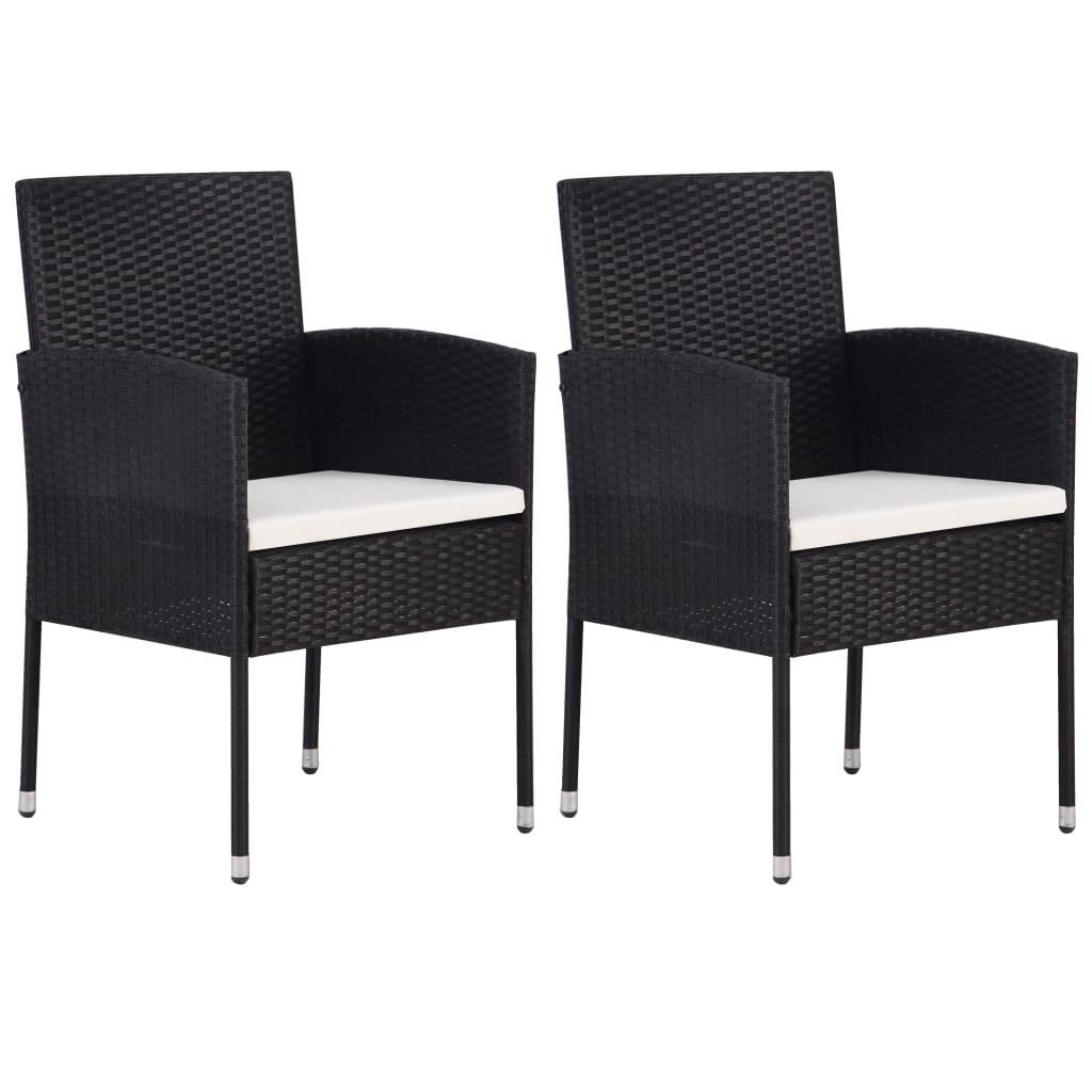 Tuinstoelen 2 st met witte kussens poly rattan zwart is nu te koop bij PeponiXL, paradijselijk wonen!