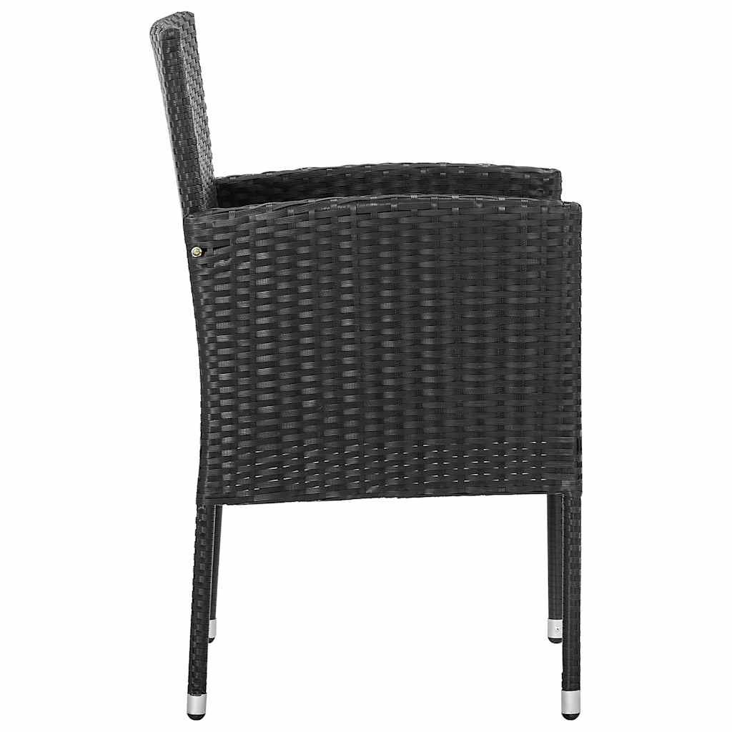 Tuinstoelen 2 st met zwarte kussens poly rattan zwart is nu te koop bij PeponiXL, paradijselijk wonen!