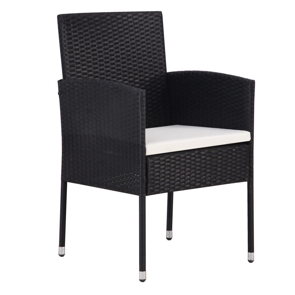 Tuinstoelen 4 st met crèmewitte kussens poly rattan zwart is nu te koop bij PeponiXL, paradijselijk wonen!