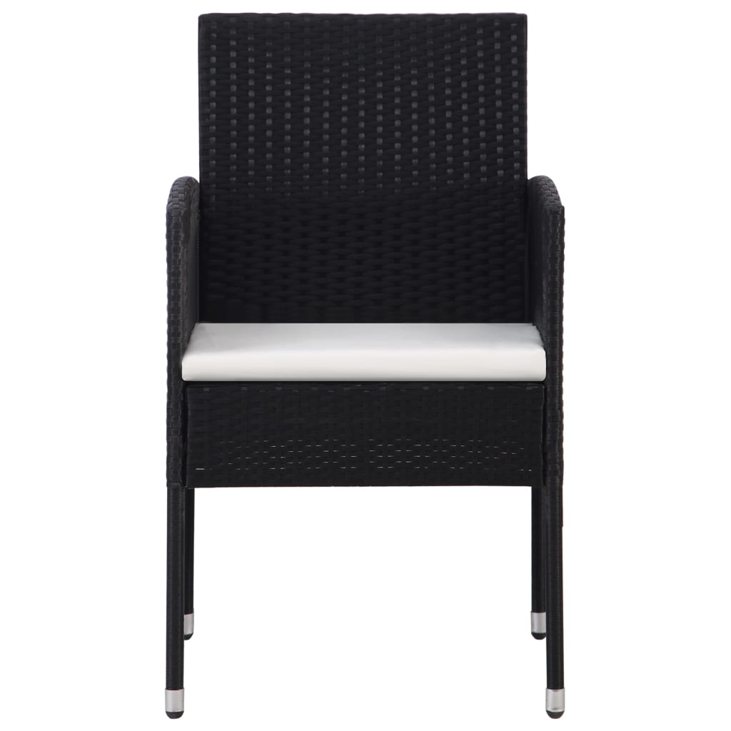 Tuinstoelen 4 st met crèmewitte kussens poly rattan zwart is nu te koop bij PeponiXL, paradijselijk wonen!