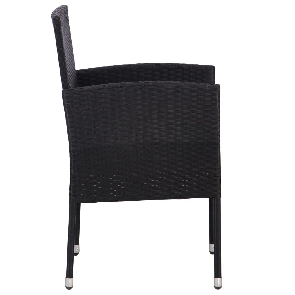 Tuinstoelen 4 st met crèmewitte kussens poly rattan zwart is nu te koop bij PeponiXL, paradijselijk wonen!