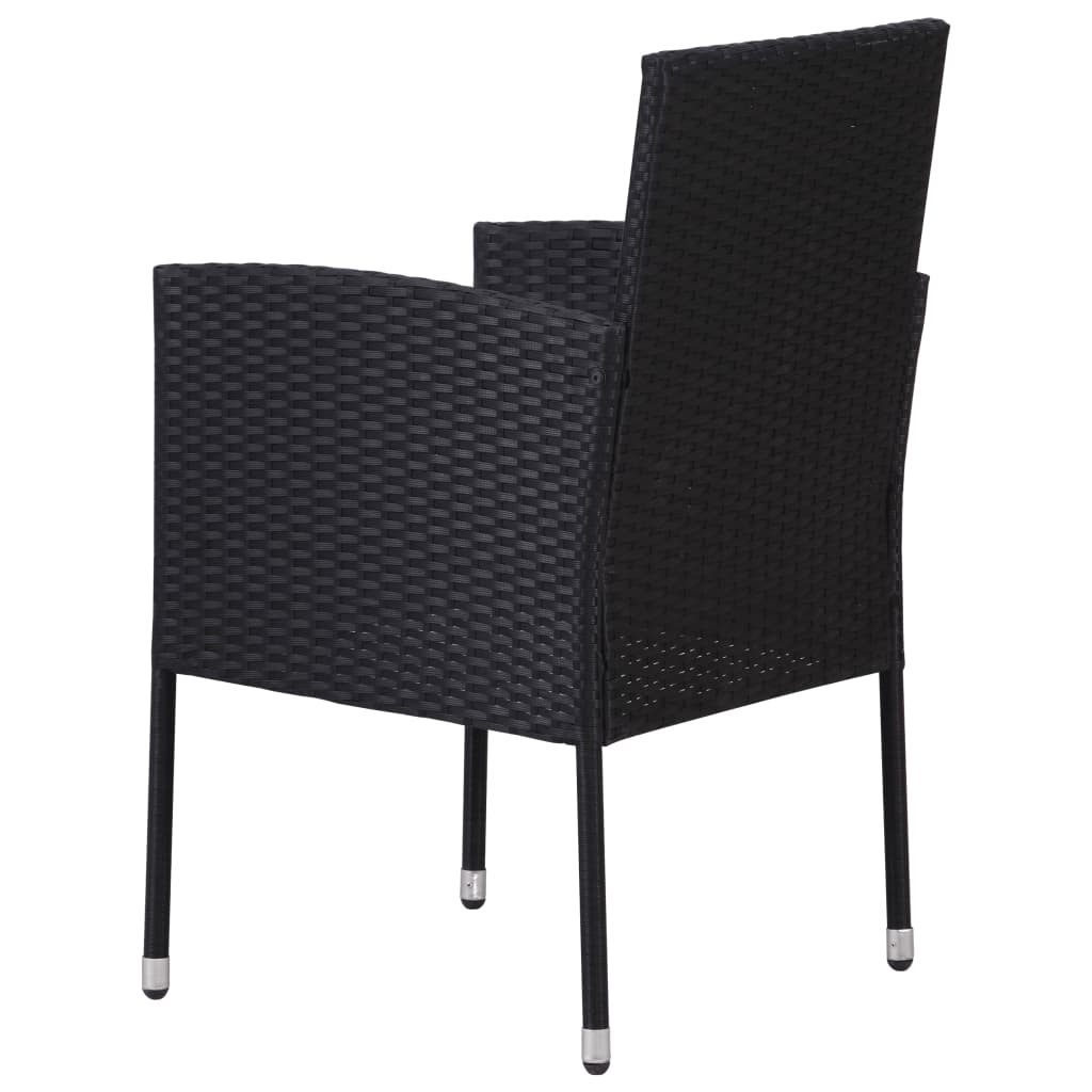 Tuinstoelen 4 st met crèmewitte kussens poly rattan zwart is nu te koop bij PeponiXL, paradijselijk wonen!