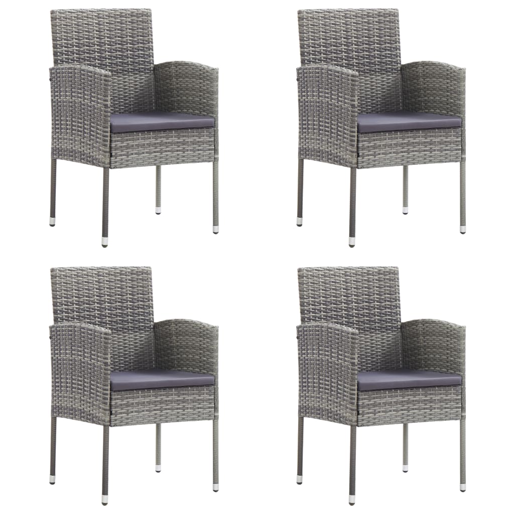 Tuinstoelen 4 st met donkergrijze kussens poly rattan grijs is nu te koop bij PeponiXL, paradijselijk wonen!