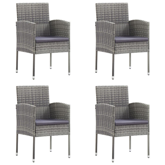 Tuinstoelen 4 st met donkergrijze kussens poly rattan grijs is nu te koop bij PeponiXL, paradijselijk wonen!