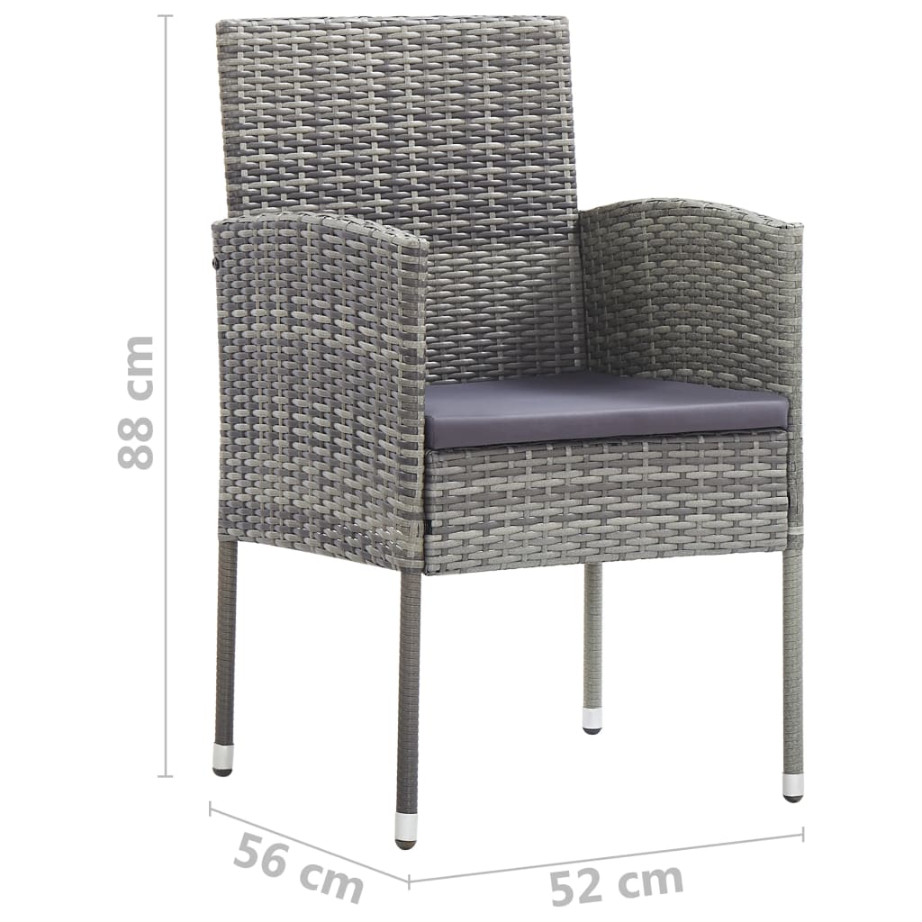 Tuinstoelen 4 st met donkergrijze kussens poly rattan grijs is nu te koop bij PeponiXL, paradijselijk wonen!