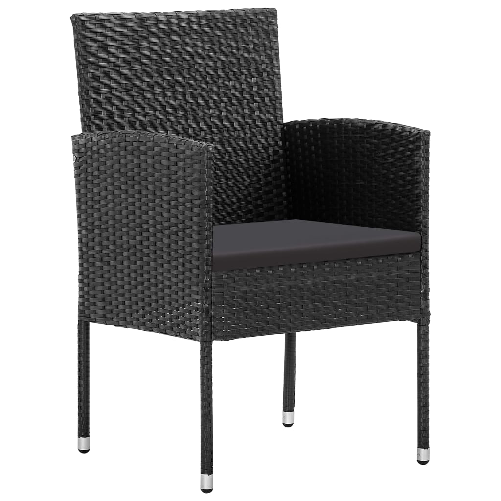 Tuinstoelen 4 st met zwarte kussens poly rattan zwart is nu te koop bij PeponiXL, paradijselijk wonen!