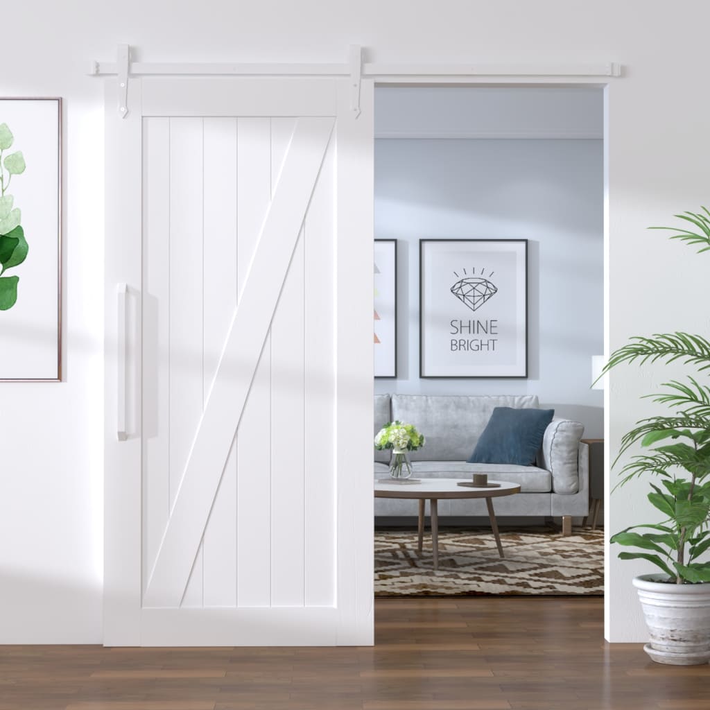 Beslagset voor schuifdeur 200 cm staal wit is nu te koop bij PeponiXL, paradijselijk wonen!