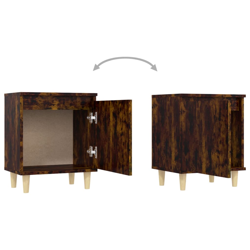 Nachtkastje met houten poten 40x30x50 cm gerookt eikenkleurig is nu te koop bij PeponiXL, paradijselijk wonen!