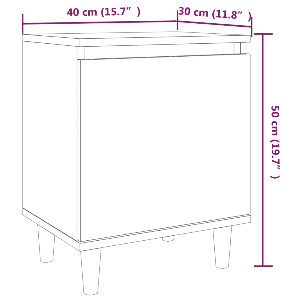 Nachtkastje met houten poten 40x30x50 cm gerookt eikenkleurig is nu te koop bij PeponiXL, paradijselijk wonen!
