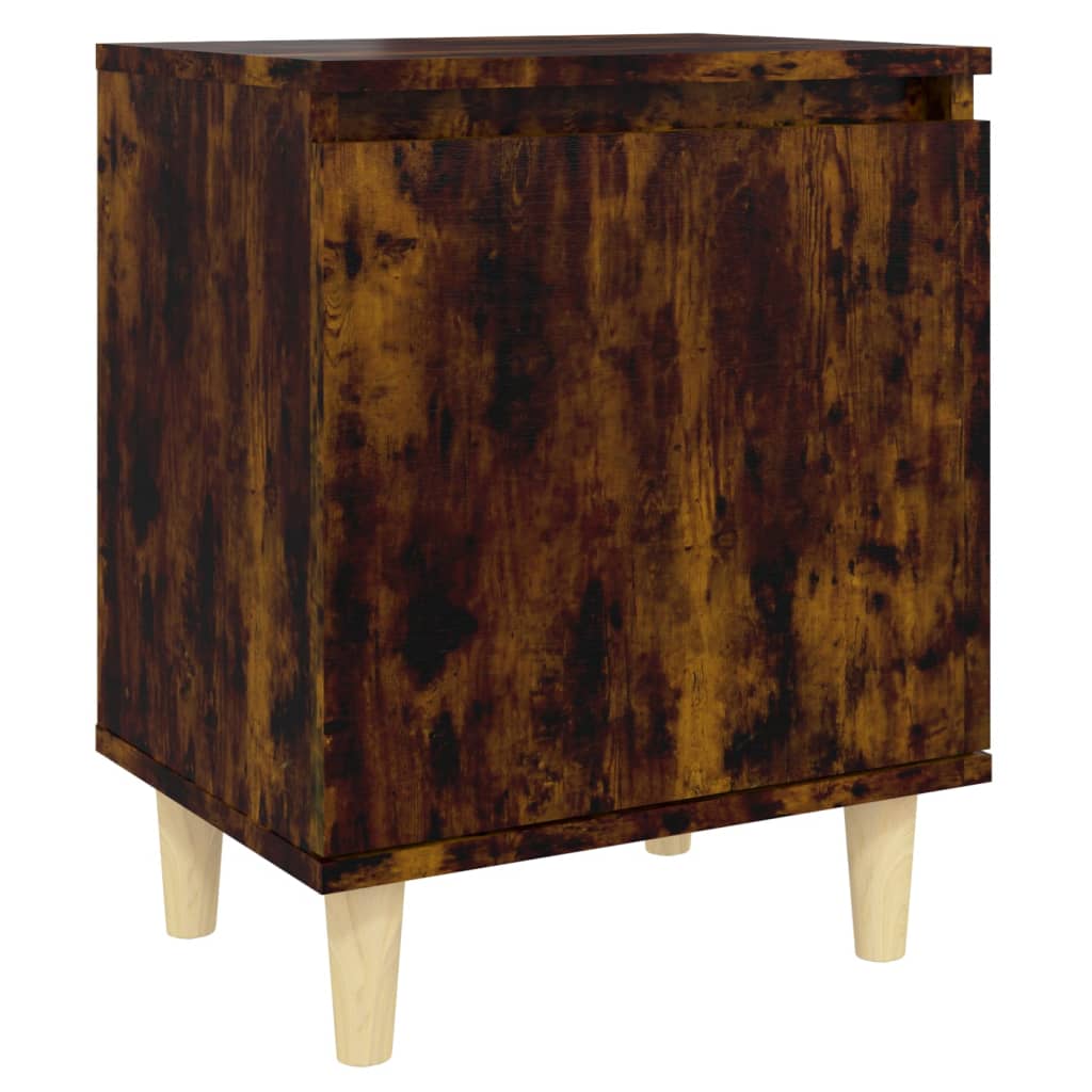 Nachtkastjes 2 st met houten poten 40x30x50 cm gerookt eiken is nu te koop bij PeponiXL, paradijselijk wonen!