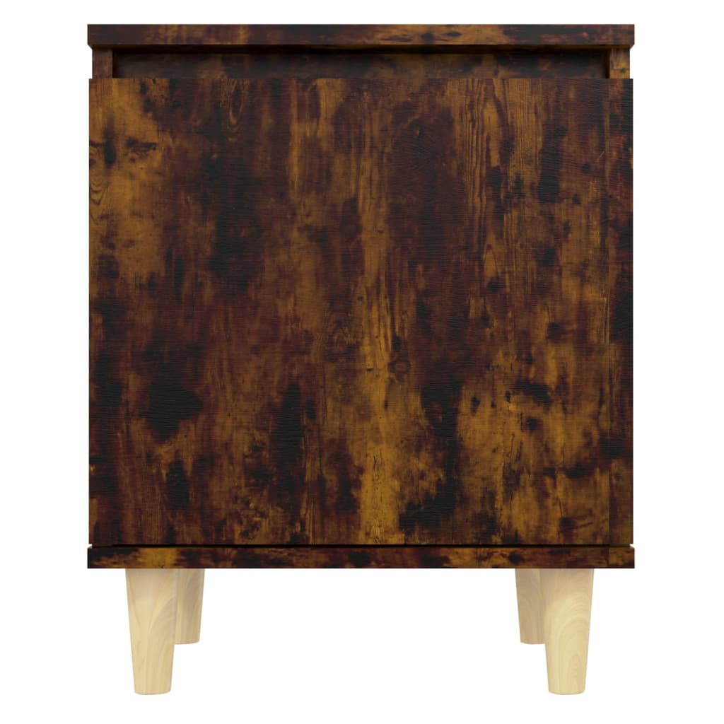 Nachtkastjes 2 st met houten poten 40x30x50 cm gerookt eiken is nu te koop bij PeponiXL, paradijselijk wonen!