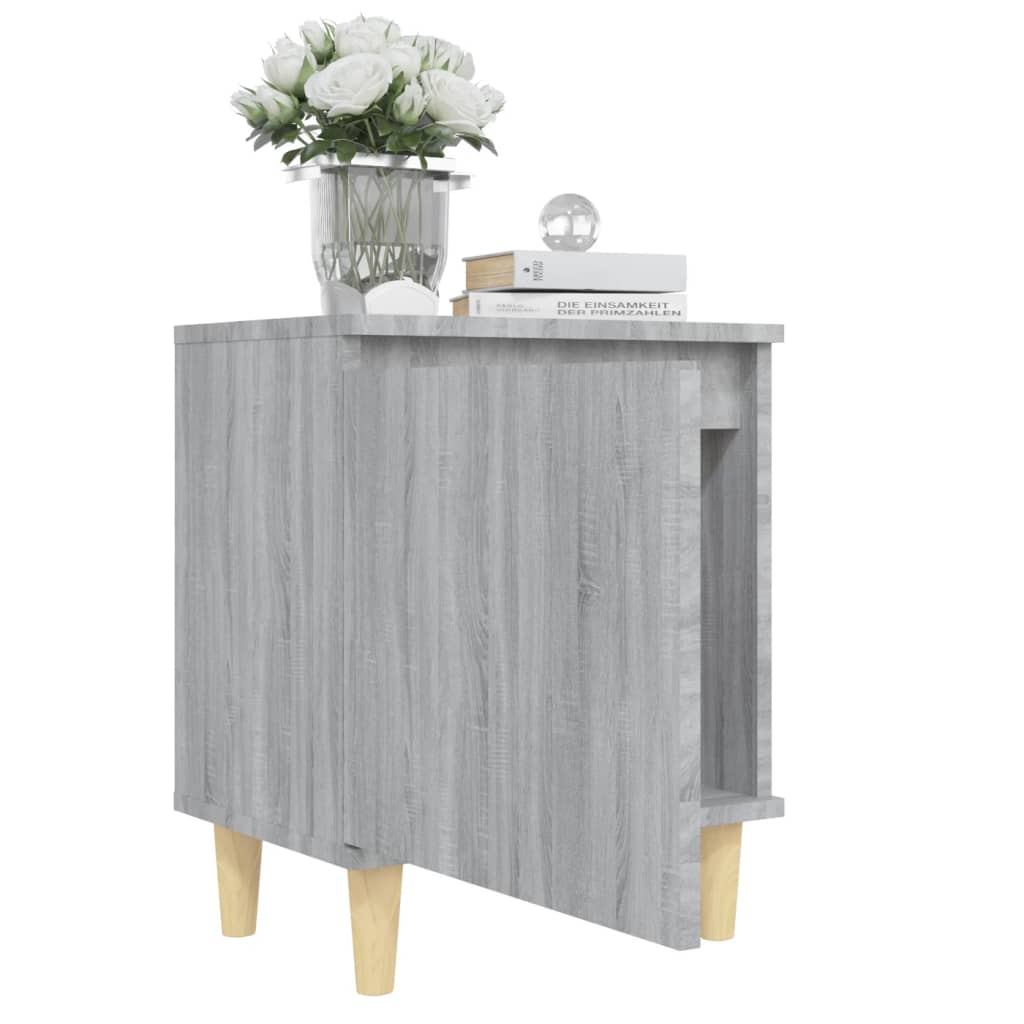 Nachtkastje met houten poten 40x30x50 cm grijs sonoma eiken is nu te koop bij PeponiXL, paradijselijk wonen!