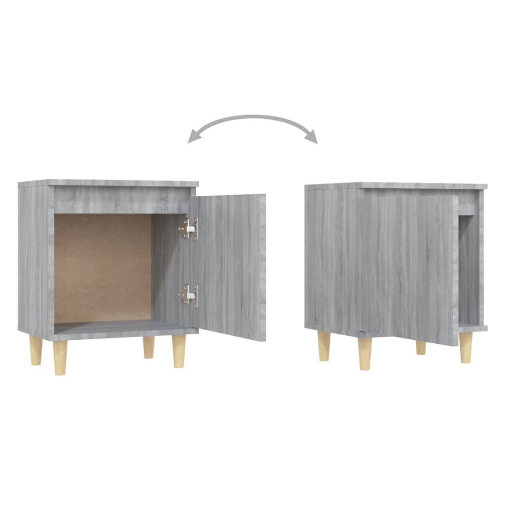 Nachtkastje met houten poten 40x30x50 cm grijs sonoma eiken is nu te koop bij PeponiXL, paradijselijk wonen!
