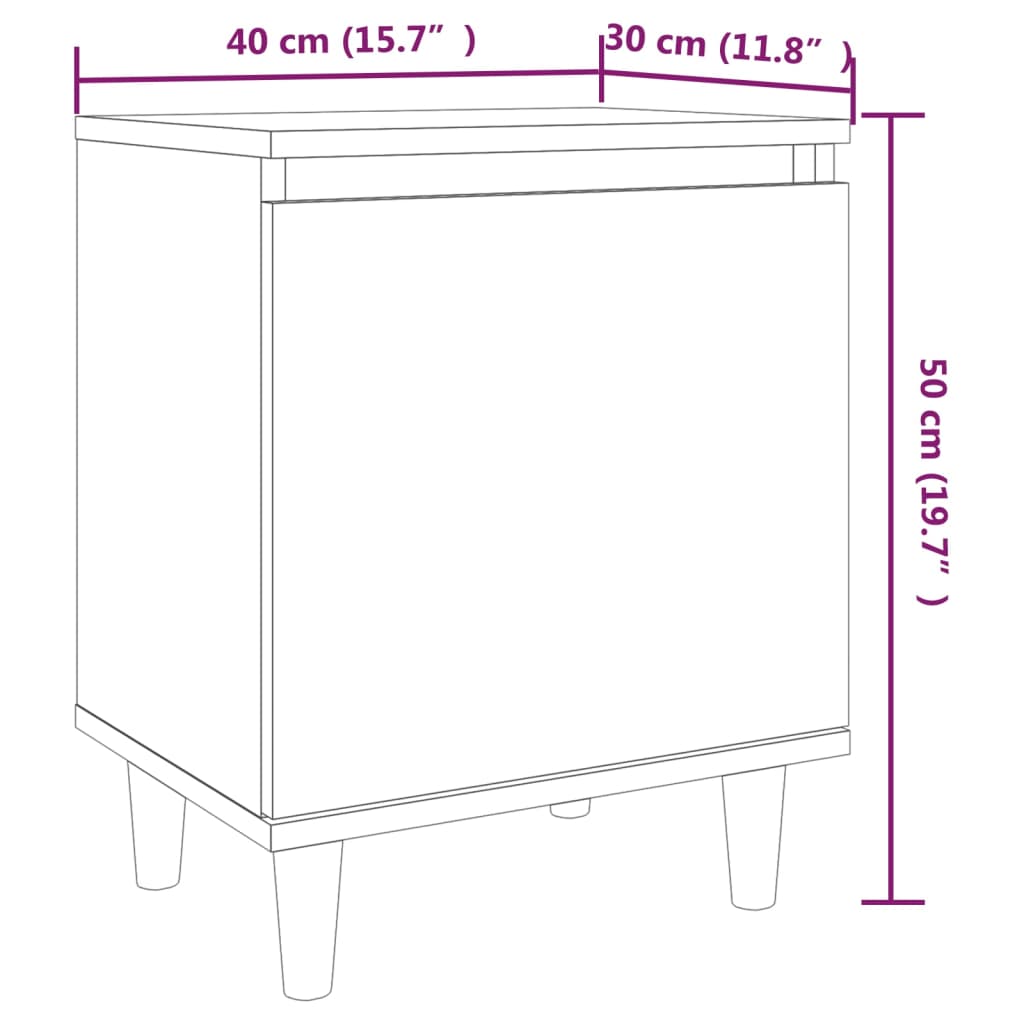 Nachtkastje met houten poten 40x30x50 cm grijs sonoma eiken is nu te koop bij PeponiXL, paradijselijk wonen!