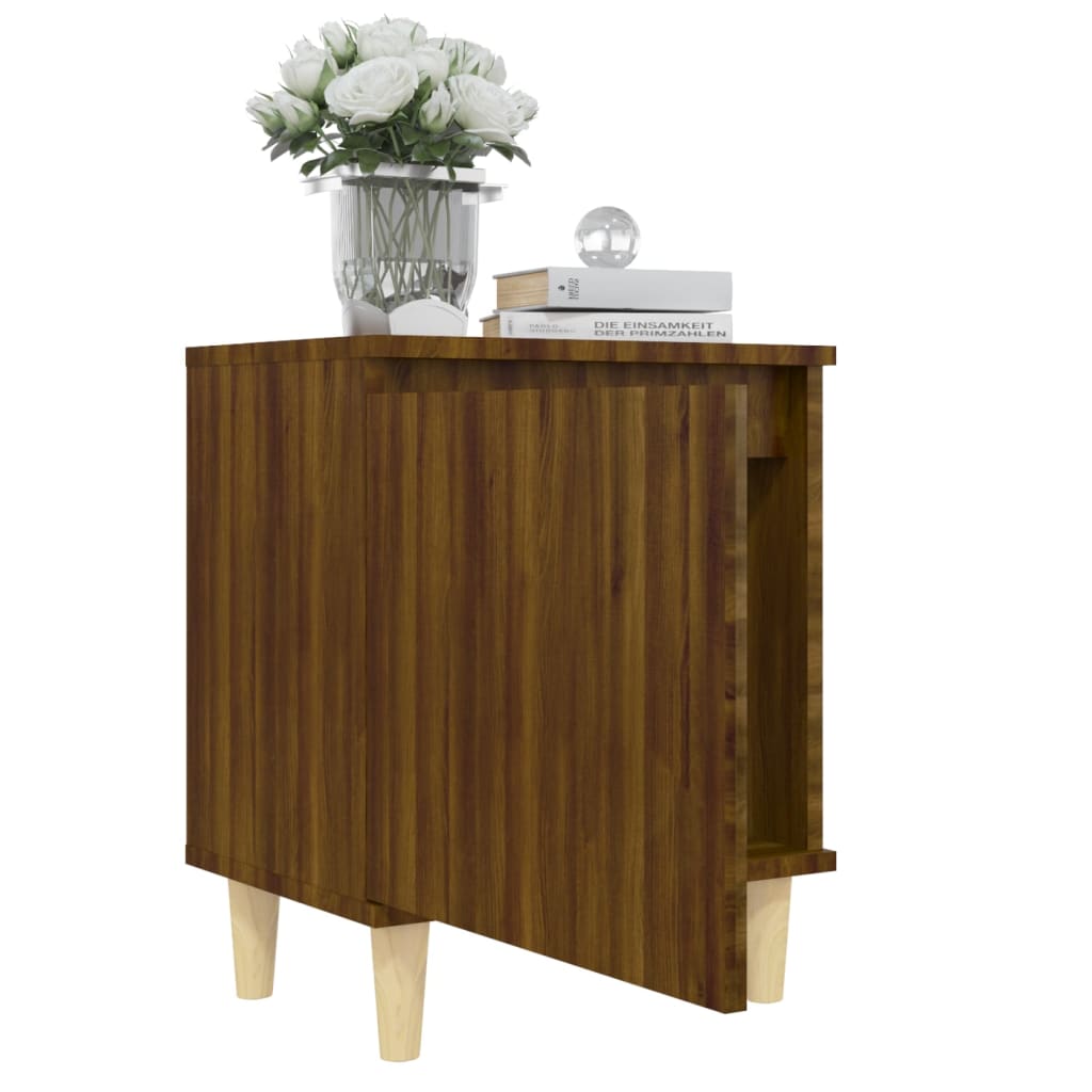 Nachtkastje met houten poten 40x30x50 cm bruin eikenkleur is nu te koop bij PeponiXL, paradijselijk wonen!