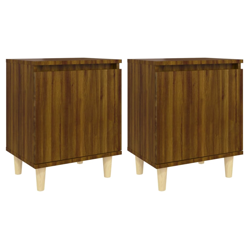 Nachtkastjes 2 st met houten poten 40x30x50 cm bruin eikenkleur is nu te koop bij PeponiXL, paradijselijk wonen!