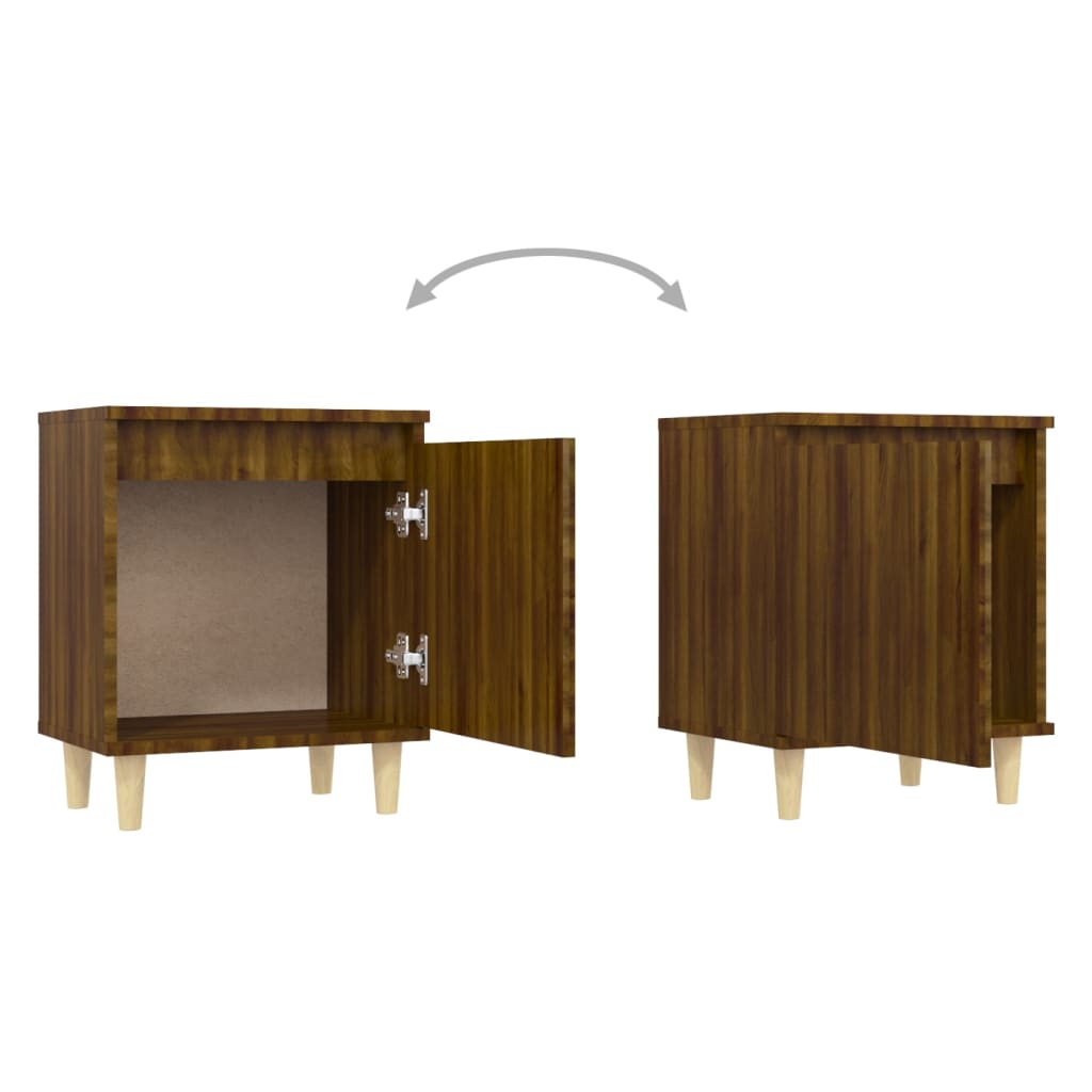 Nachtkastjes 2 st met houten poten 40x30x50 cm bruin eikenkleur is nu te koop bij PeponiXL, paradijselijk wonen!