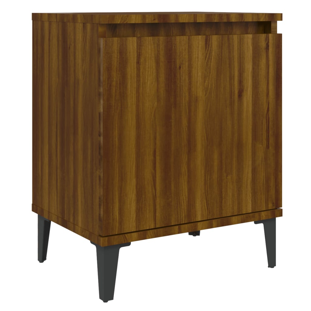 Nachtkastje met metalen poten 40x30x50 cm bruin eikenkleur is nu te koop bij PeponiXL, paradijselijk wonen!