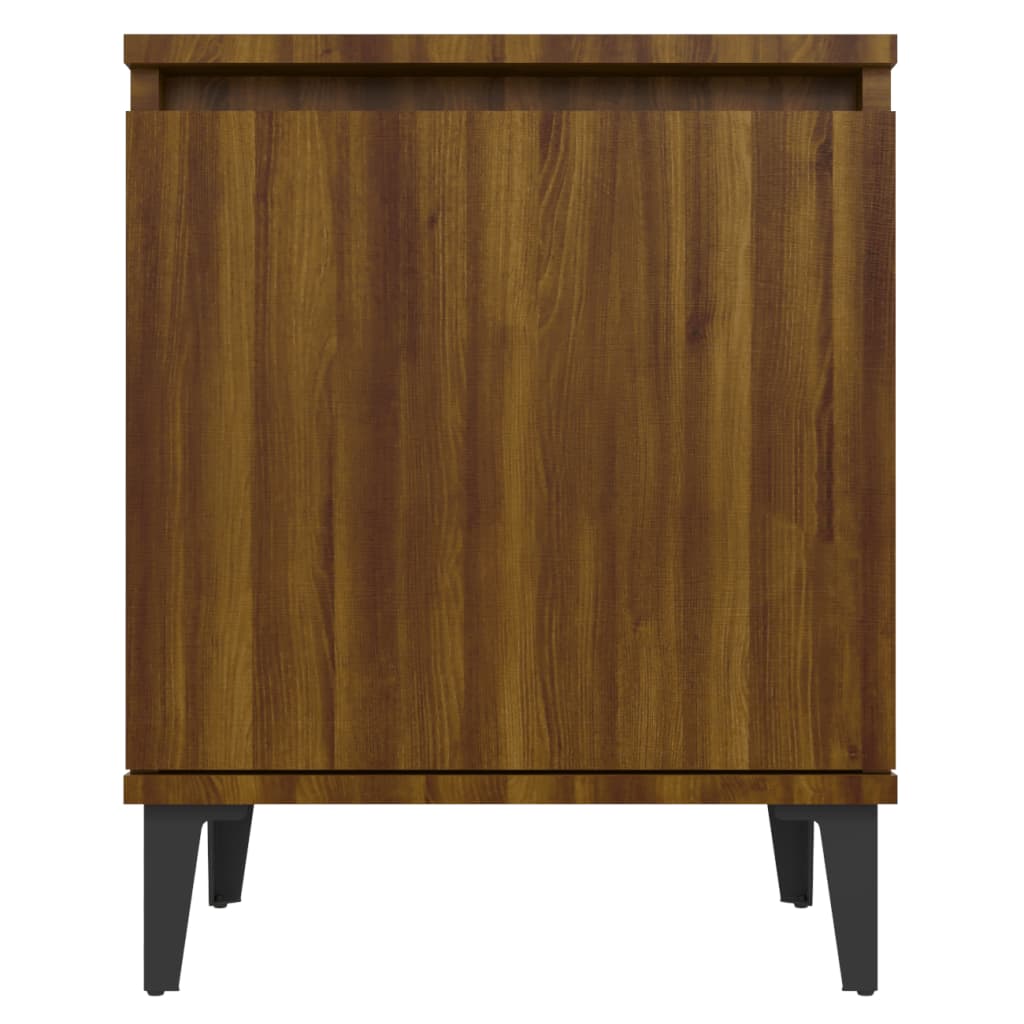 Nachtkastje met metalen poten 40x30x50 cm bruin eikenkleur is nu te koop bij PeponiXL, paradijselijk wonen!
