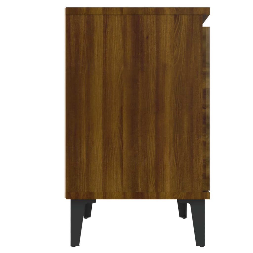 Nachtkastje met metalen poten 40x30x50 cm bruin eikenkleur is nu te koop bij PeponiXL, paradijselijk wonen!