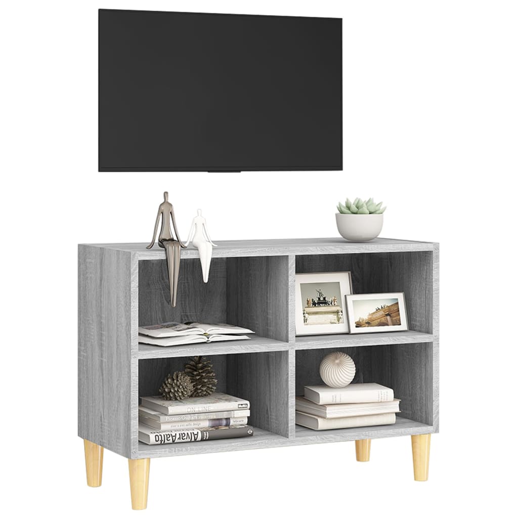 Tv-meubel met houten poten 69,5x30x50 cm grijs sonoma eiken is nu te koop bij PeponiXL, paradijselijk wonen!