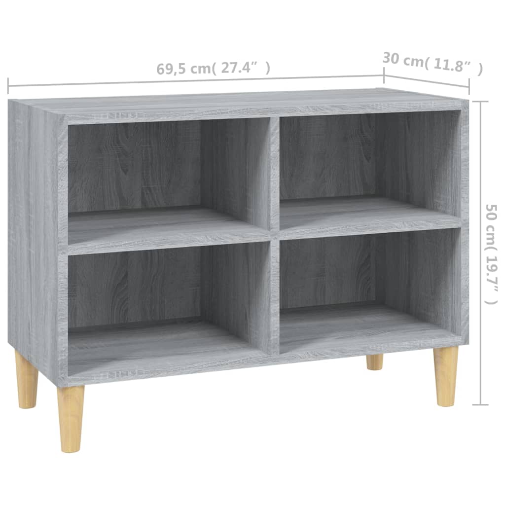 Tv-meubel met houten poten 69,5x30x50 cm grijs sonoma eiken is nu te koop bij PeponiXL, paradijselijk wonen!